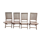 4 teak comb chairs