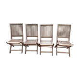 4 teak comb chairs