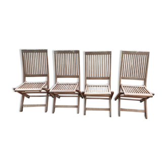 4 teak comb chairs