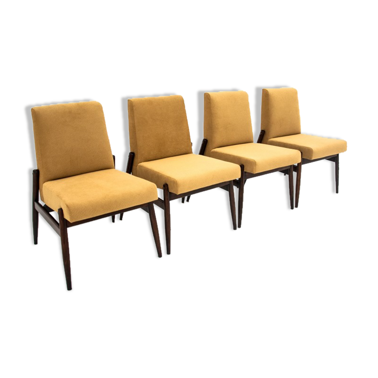 Set of four yellow midcentury modern armchairs 300-227 type from 1960