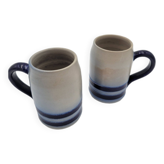 Two Alsatian salt stoneware mugs from Betschdorf