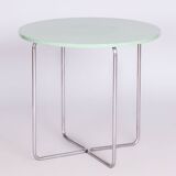 Restored Bauhaus Round Table, Chrome, Revived Polish, Czechia, 1930s