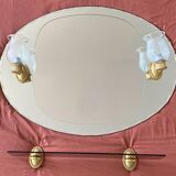 Bathroom mirror shelf and lamps
