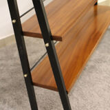 Scandinavian ladder shelves in teak and iron, Italy 50s