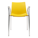 Chaise jaune du milieu du siècle avec structure en métal et siège en plastique, Belgique