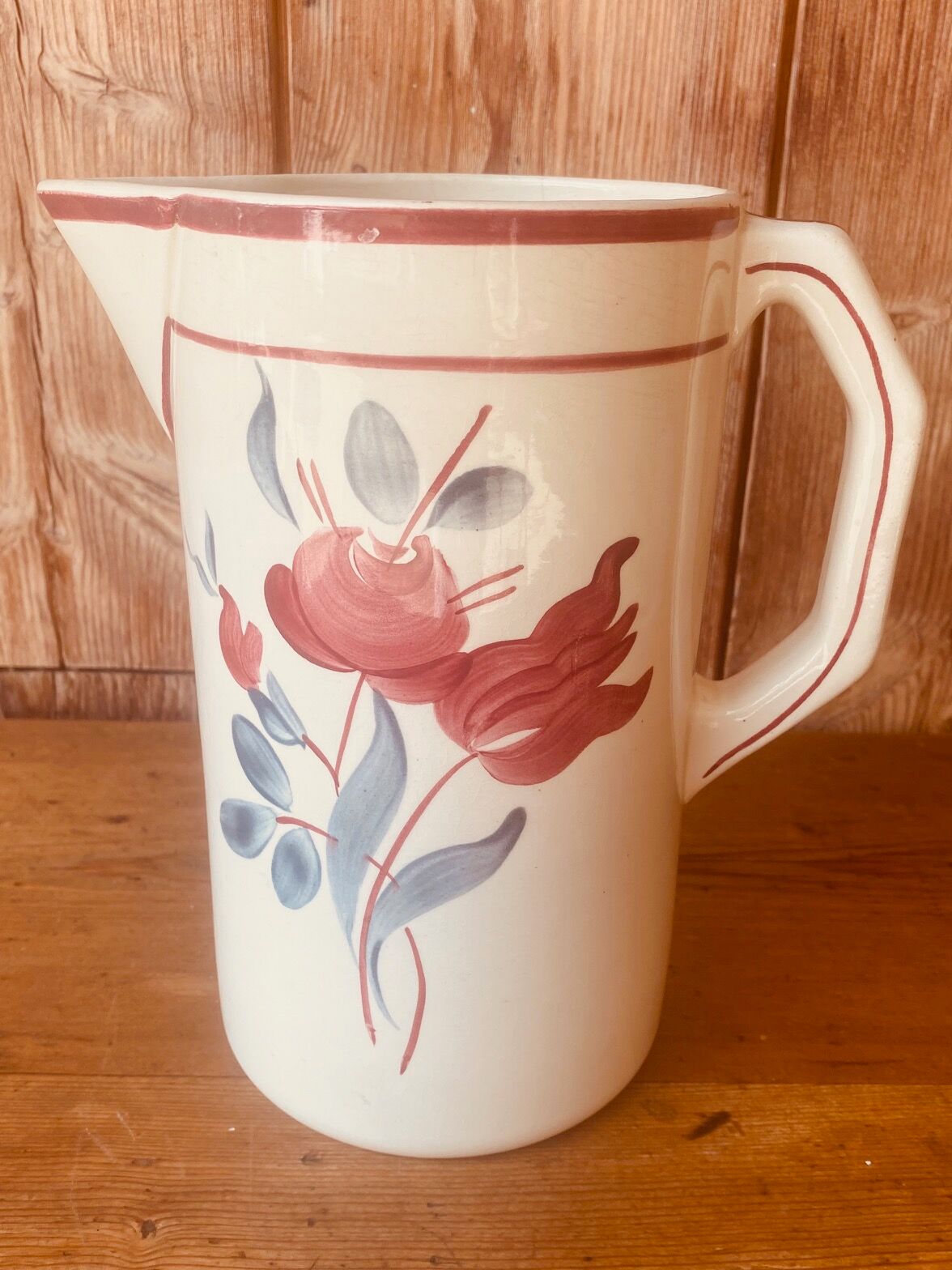 Porcelain of Gien hand painted pitcher