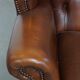 Chesterfield wing chair in dark brown English cowhide
