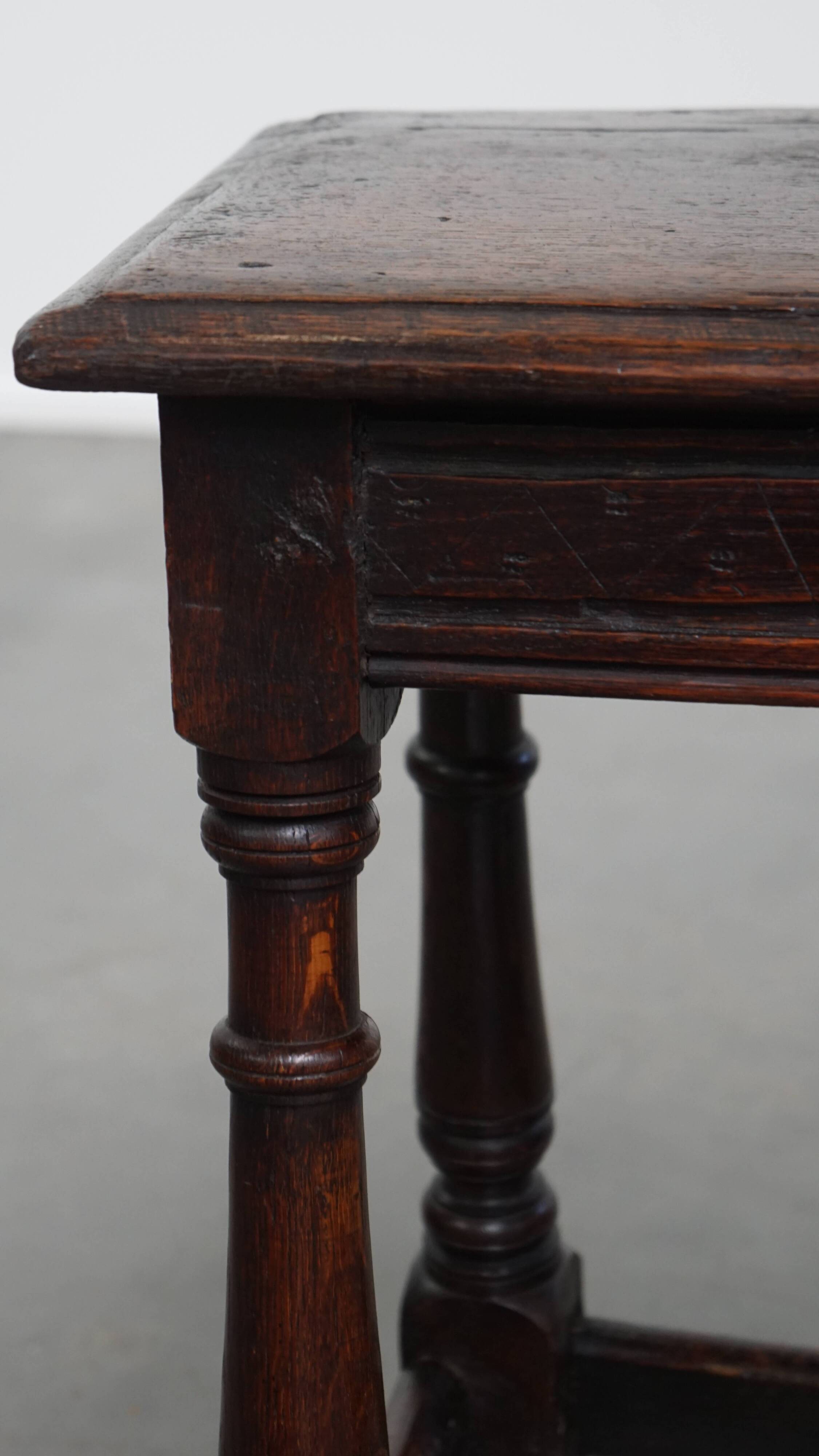 Antique English Oak Joint Stool / Stool from the 17th Century