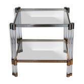 Table d'appoint carré chrome et plexiglass 70's