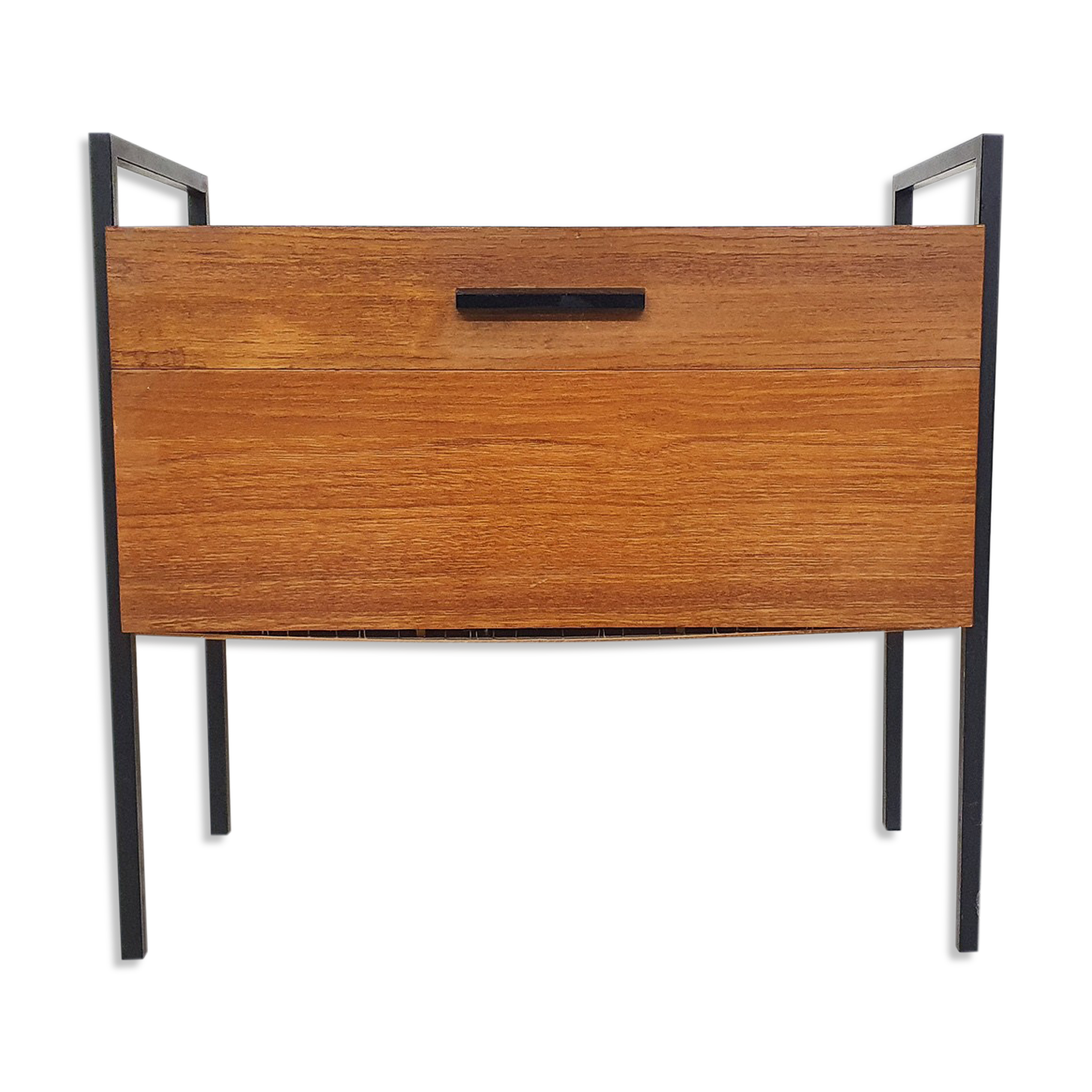 Teak and minimalistic metal sewing box, The Netherlands 1960's