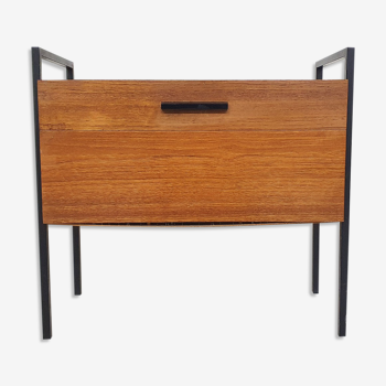 Teak and minimalistic metal sewing box, The Netherlands 1960's