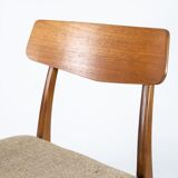 Chaise de salle à manger en teck et tissu, conception danoise des années 1960