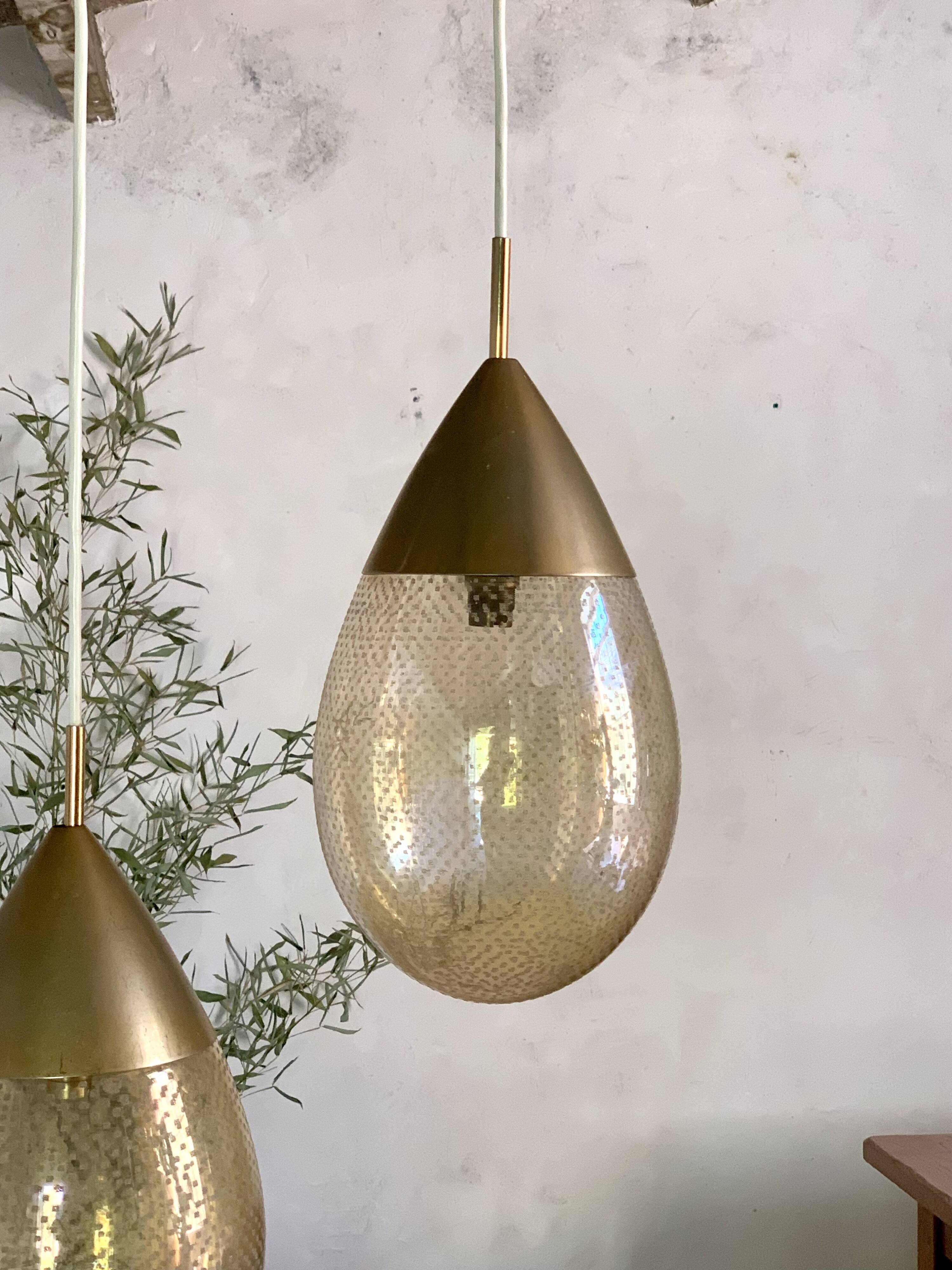 Vintage amber glass drop pendant light