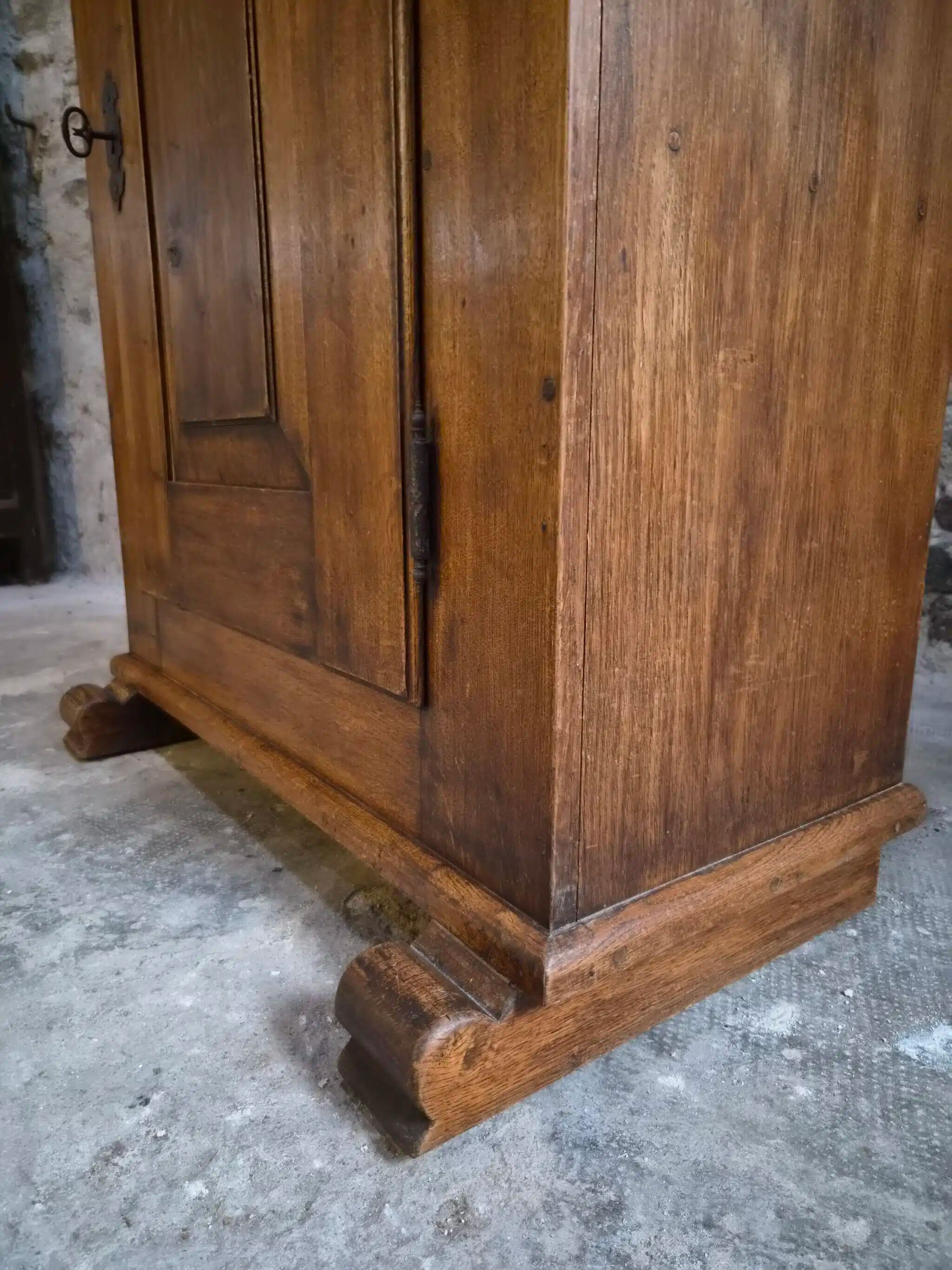 French antique oak wardrobe with one door, 18th century.