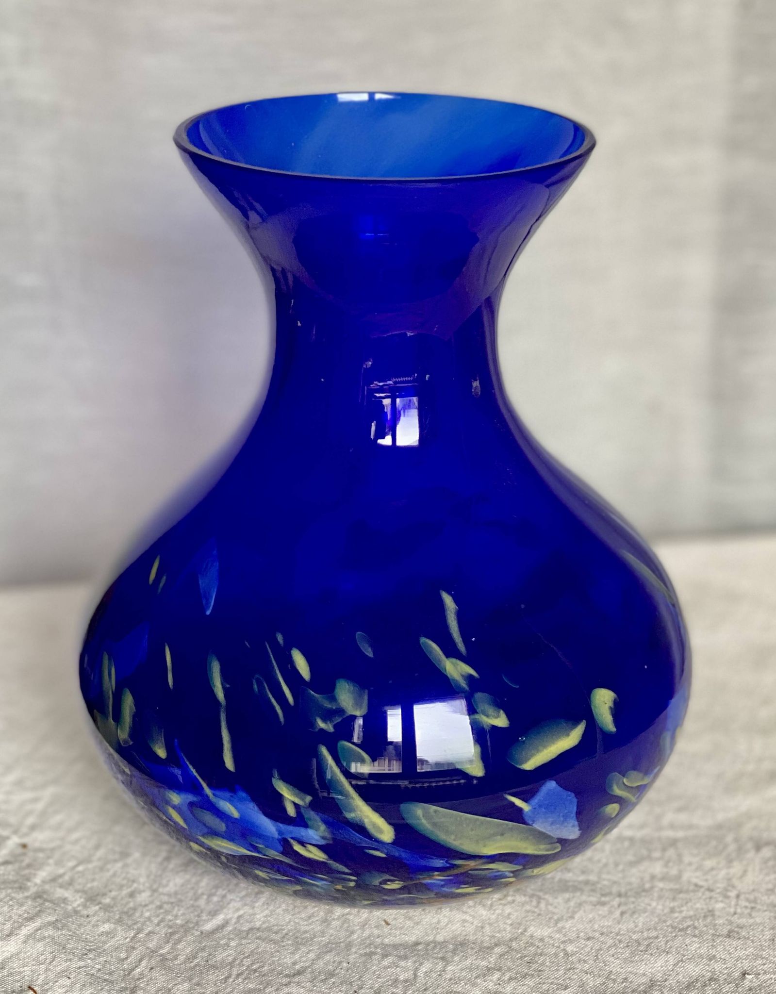 La Rochère vintage speckled blue glass vase 1970-80