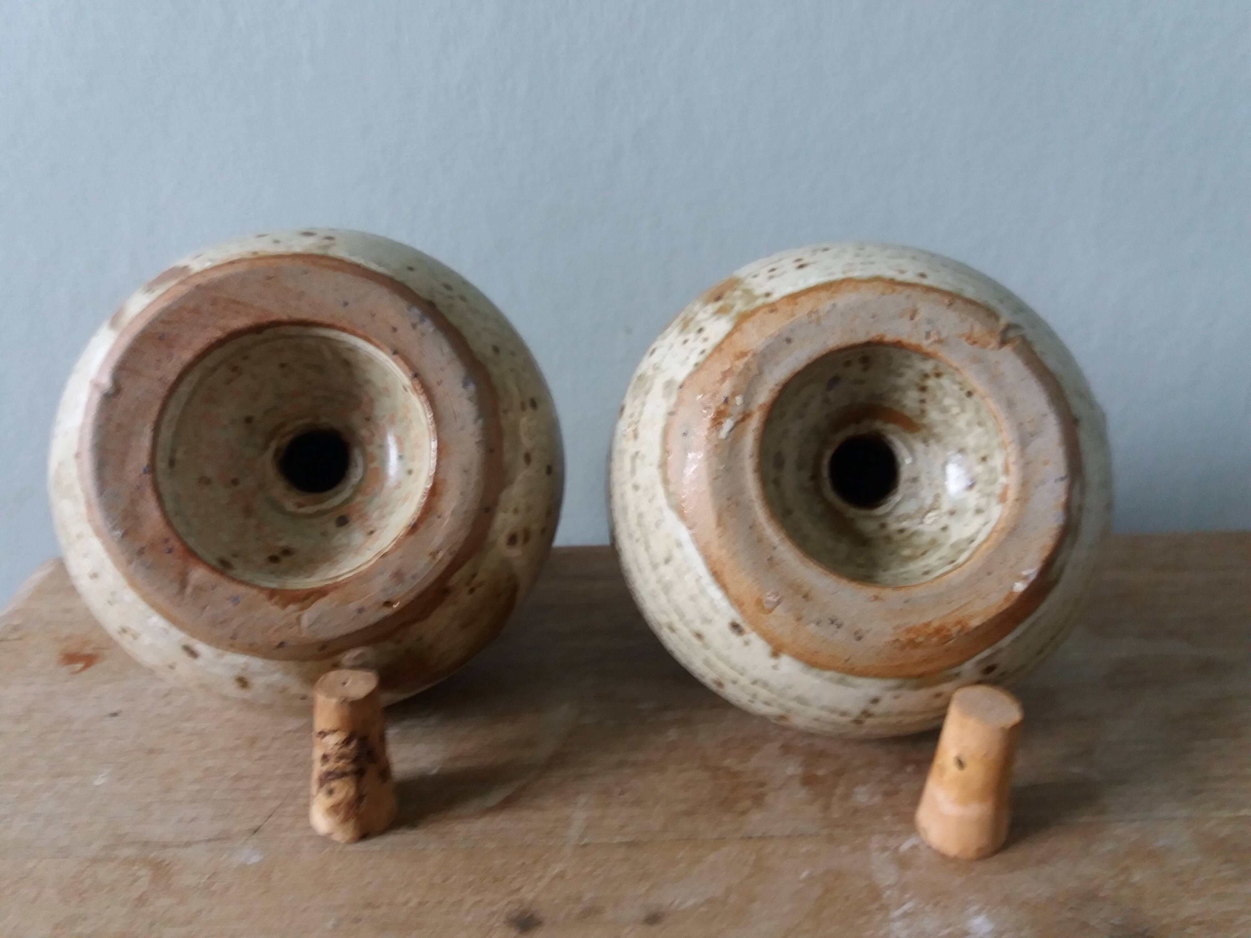 Salt and pepper shaker in Puisaye stoneware by Jean Pierre Prud'homme