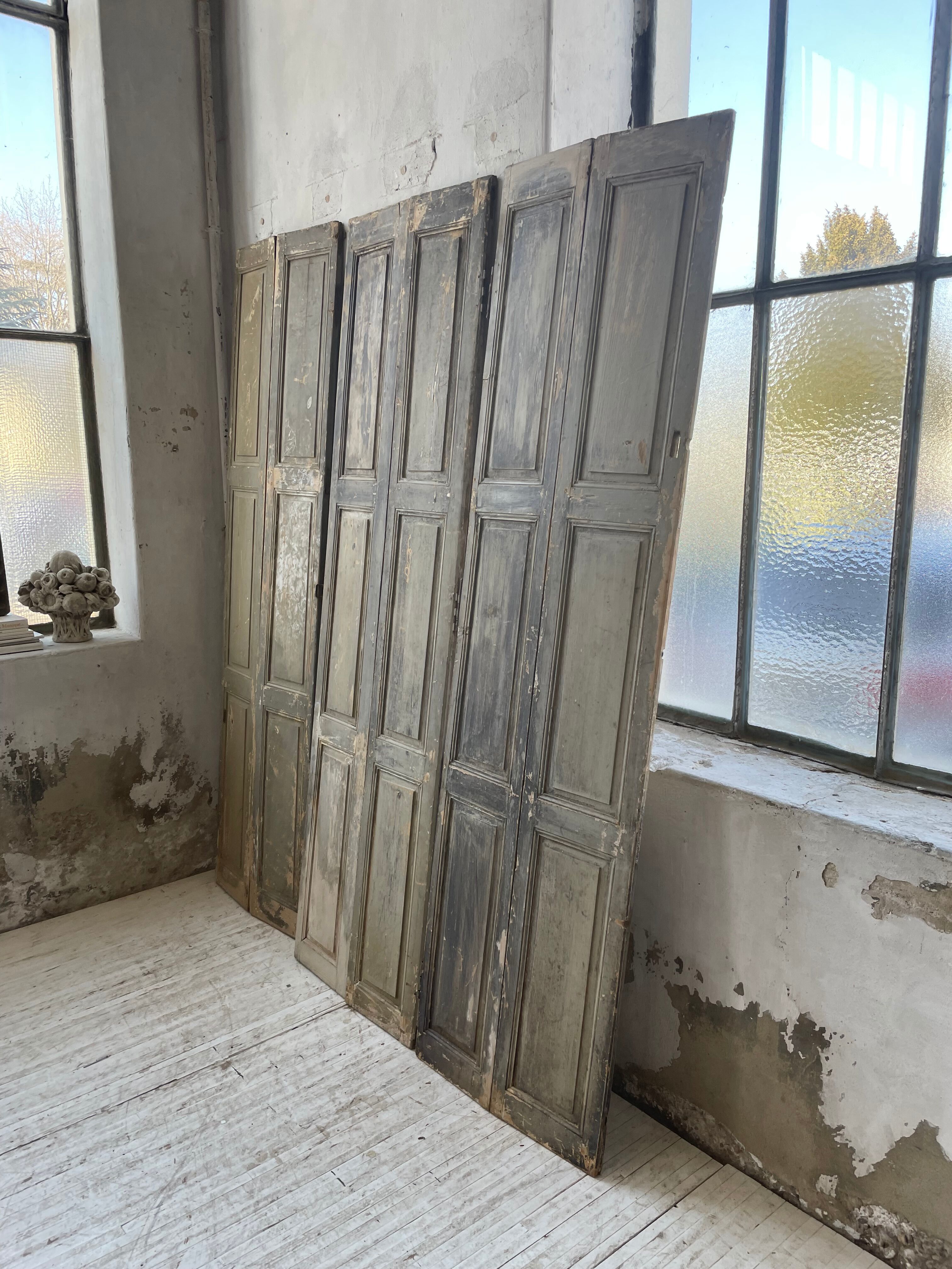 Trio of shutters louvers patina blue gray