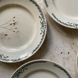 6 assiettes plates Belleville Longchamp terre de fer ancienne