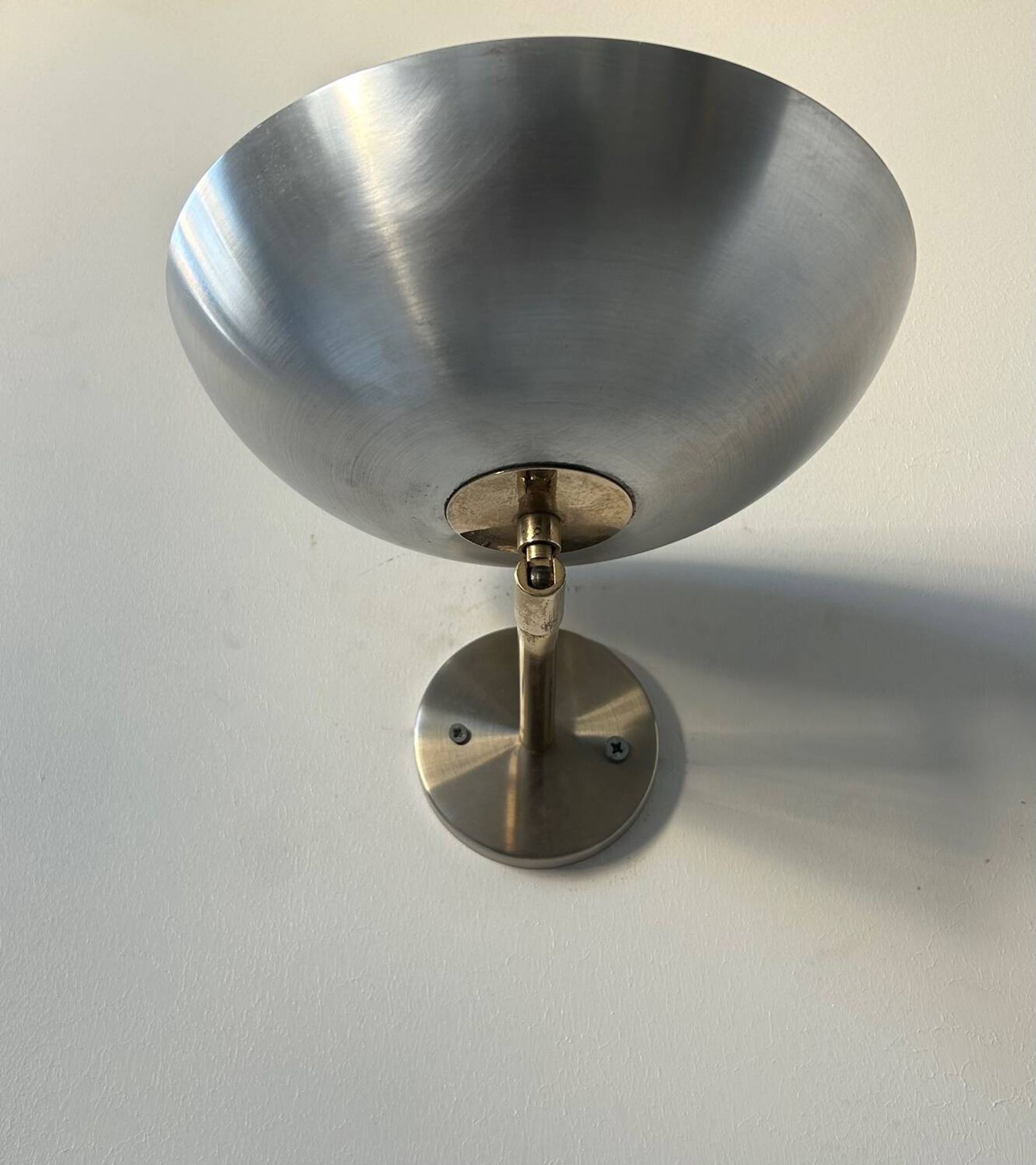 Vintage adjustable brushed metal and brass wall light, France 1970