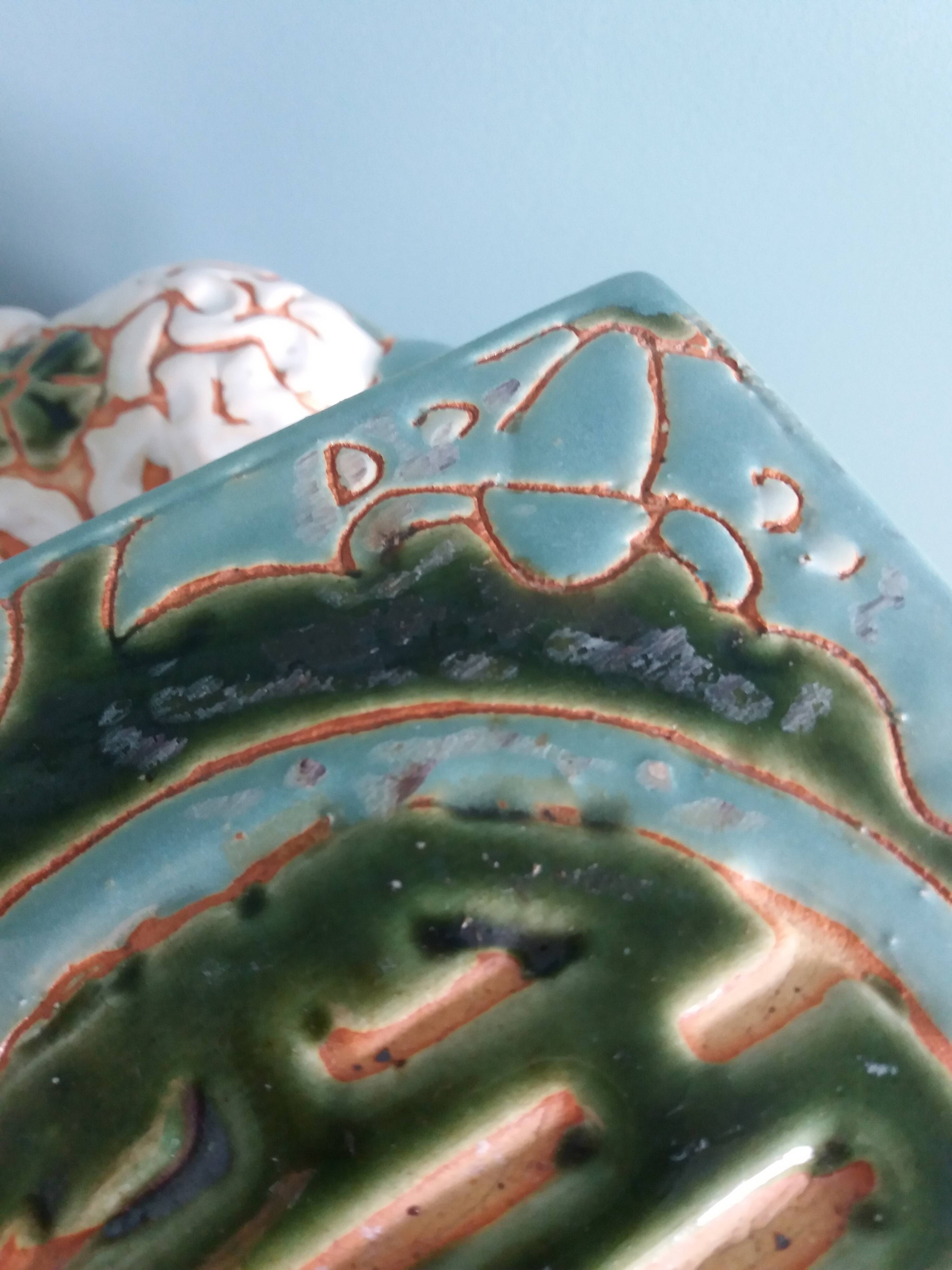 Green blue ceramic elephant