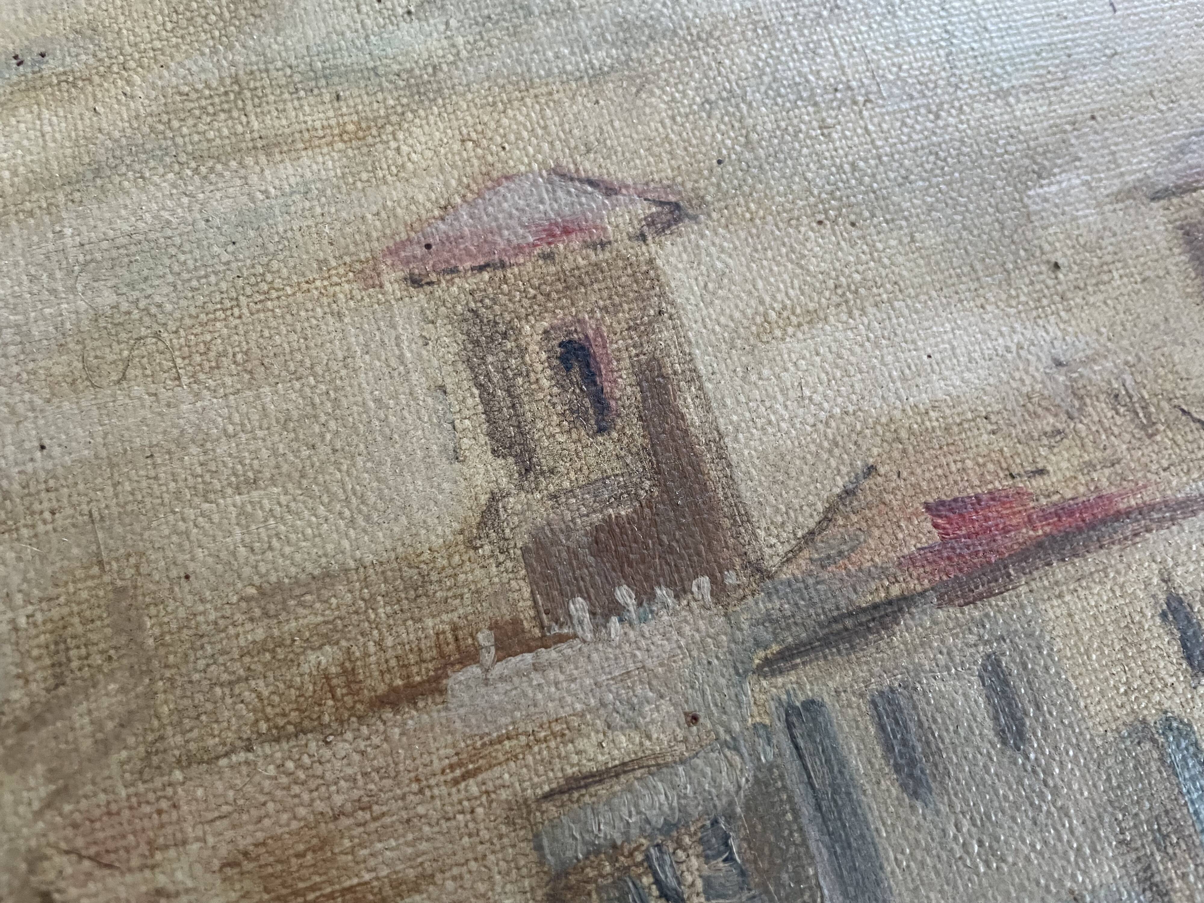 Old painting on cardboard