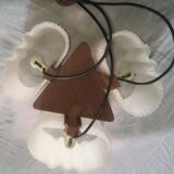 Scandinavian teak and perspex pendant chandelier