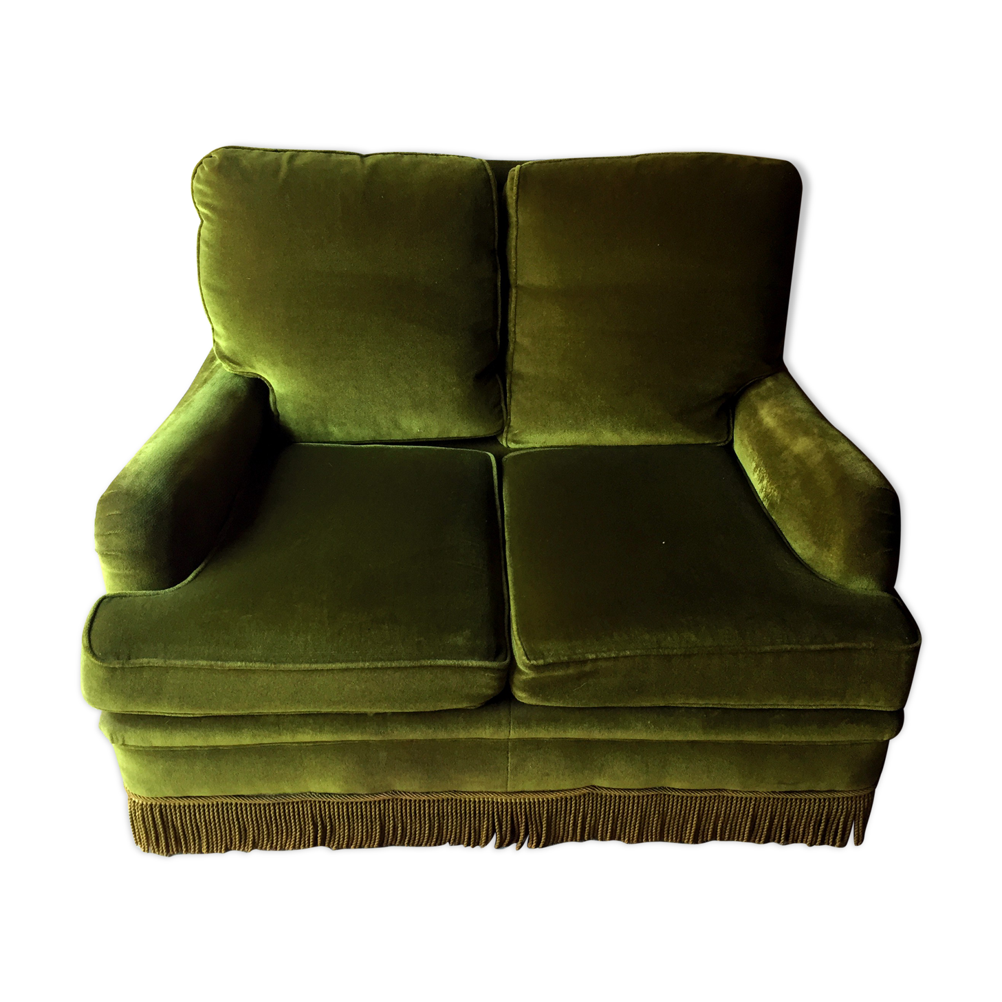 Vintage green velvet sofa
