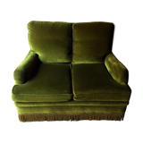 Vintage green velvet sofa