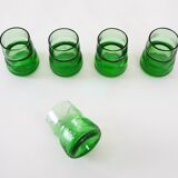Set of green glasses, Italian design, 1970s, made in Italy