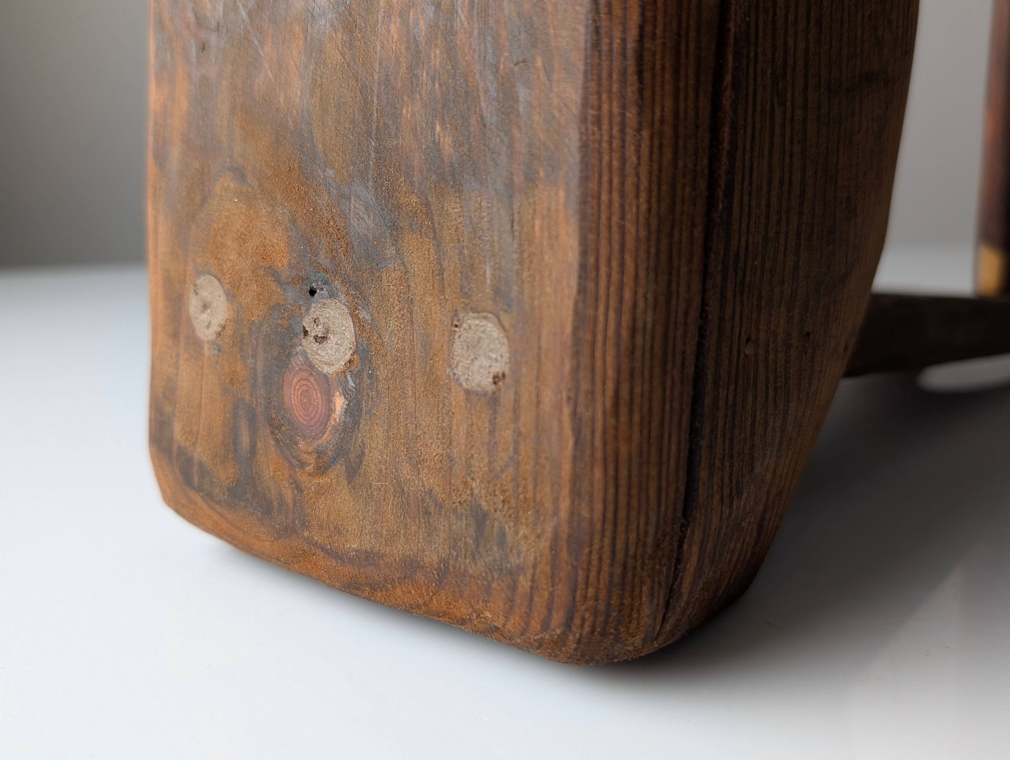 Wabi Sabi pine wood cowboy style stool, 1970s