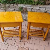 Paire  de tables de chevet  en rotin maugrion