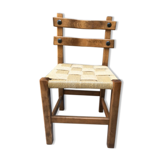 Chaise bois et corde 1970