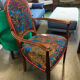 Fauteuil Art Nouveau, assise et dossier fleuri