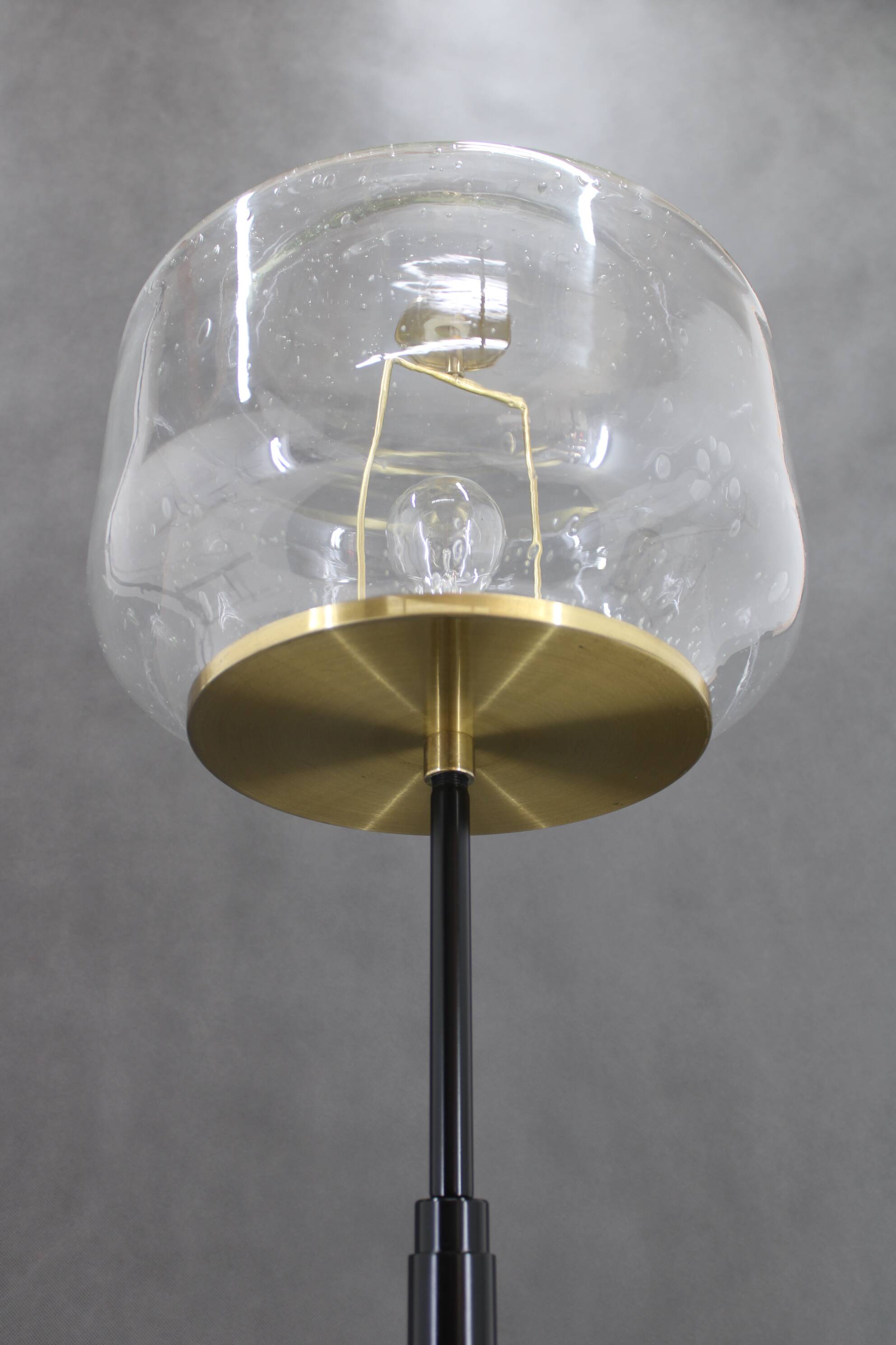 1970s Pair of Glass Brass Floor Lamps by Kamenicky Senov , Czechoslovakia