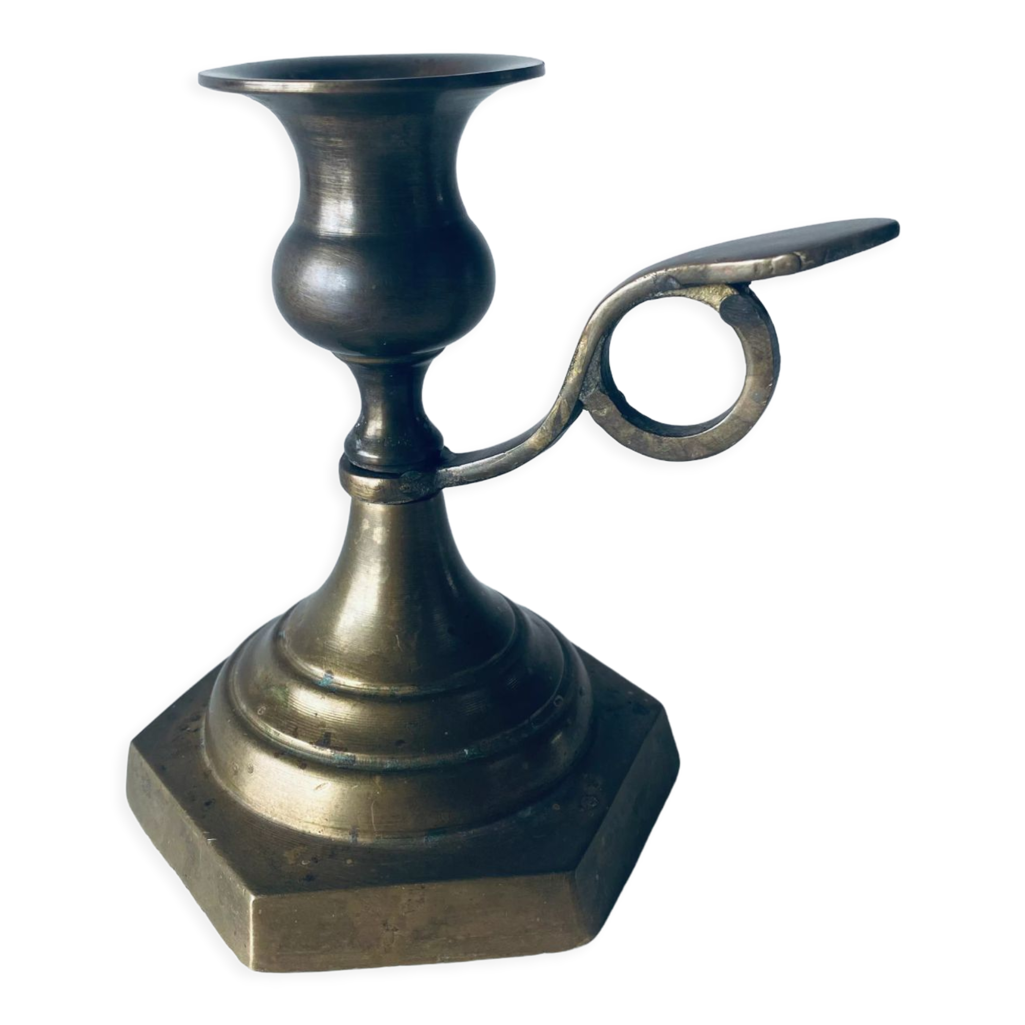 Candle holder with bronze handle