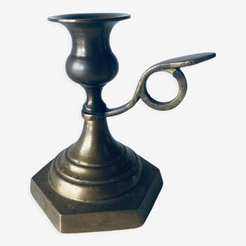 Candle holder with bronze handle
