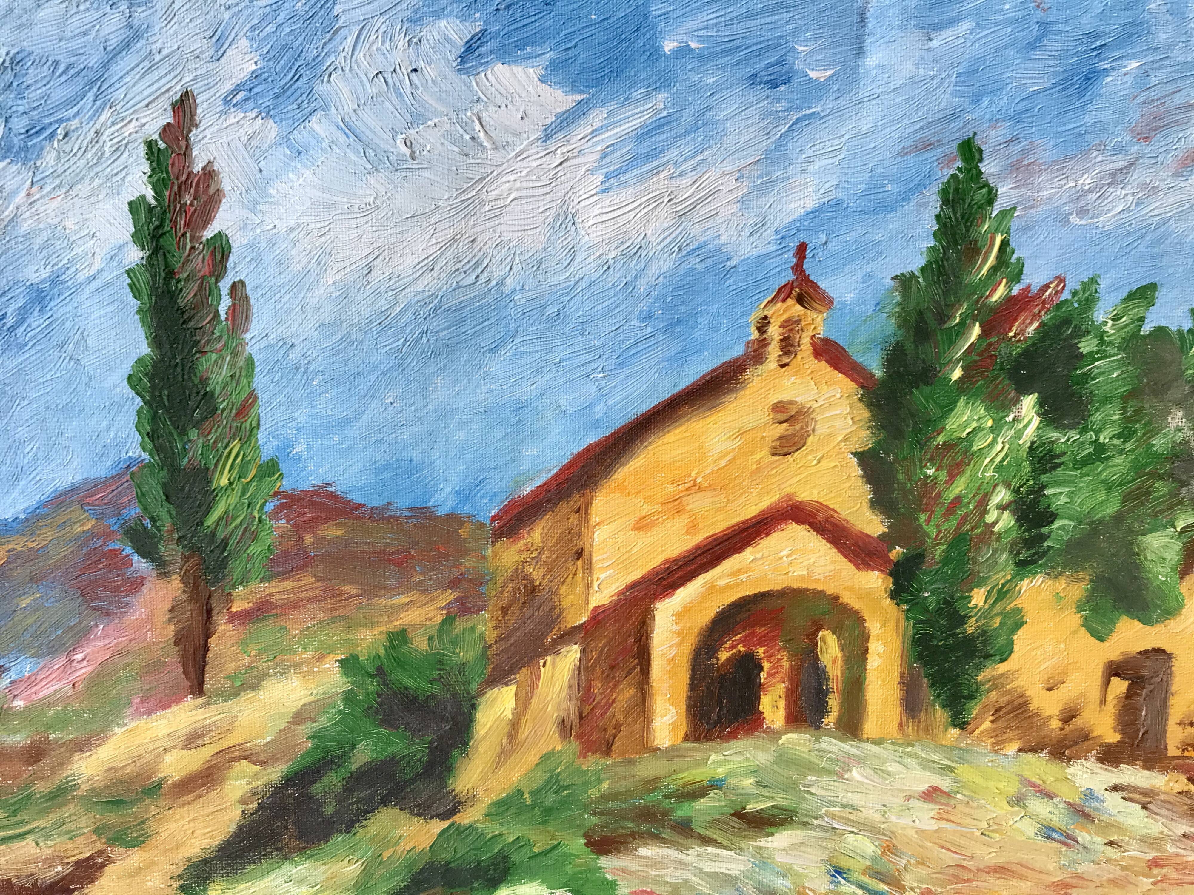 Oil on canvas painting ancient landscape