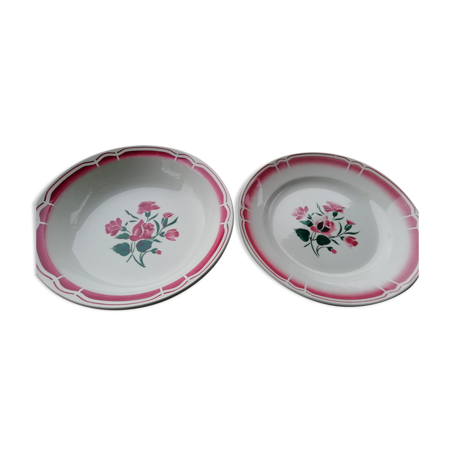 Lot de 2 plats ronds décor fleuri