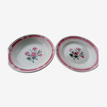 Lot de 2 plats ronds décor fleuri