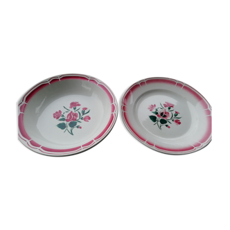 Lot de 2 plats ronds décor fleuri