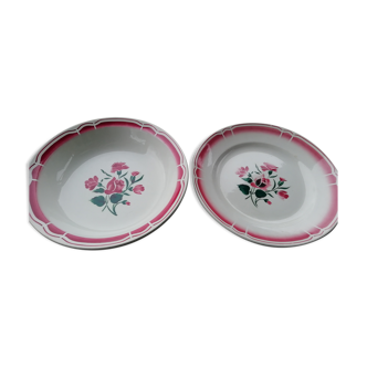 Lot of 2 round dishes flower décor