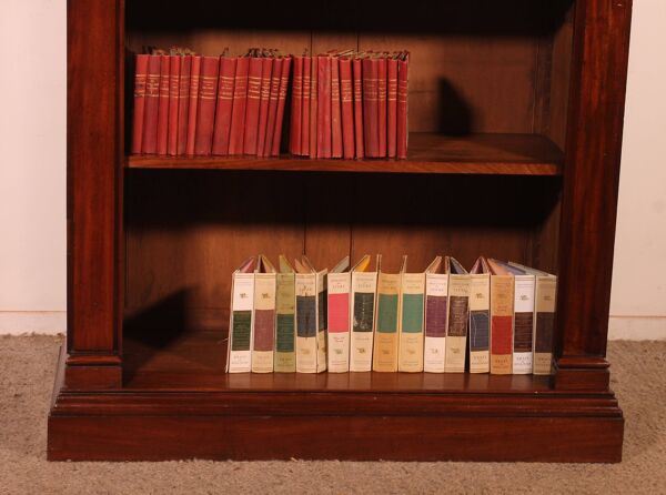 bibliothèque ouverte en acajou William IV circa 1830-Angleterre avec tiroir