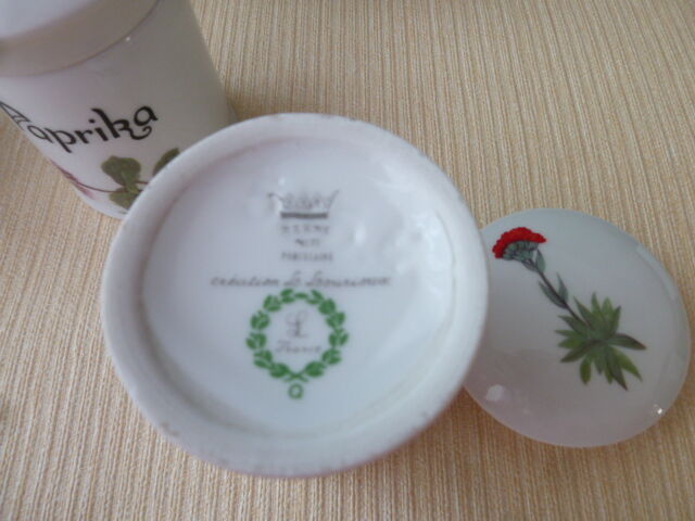 Series of 6 porcelain spice pots from Berry Lourioux