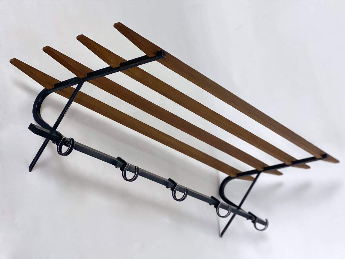 Coat rack 1950 metal and vintage wood