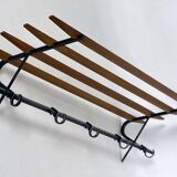 Coat rack 1950 metal and vintage wood