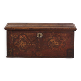Coffre ancien peint avec motifs floraux et serrure en fer (vers 1820) #47