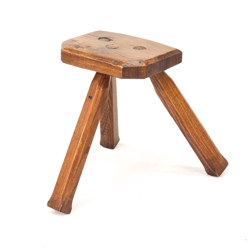 Rustic Minimalist Brutalist Wabi Sabi Oak Stool or Side Table