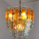 Zero Quattro chandelier brown cut glass Murano Italy 1970