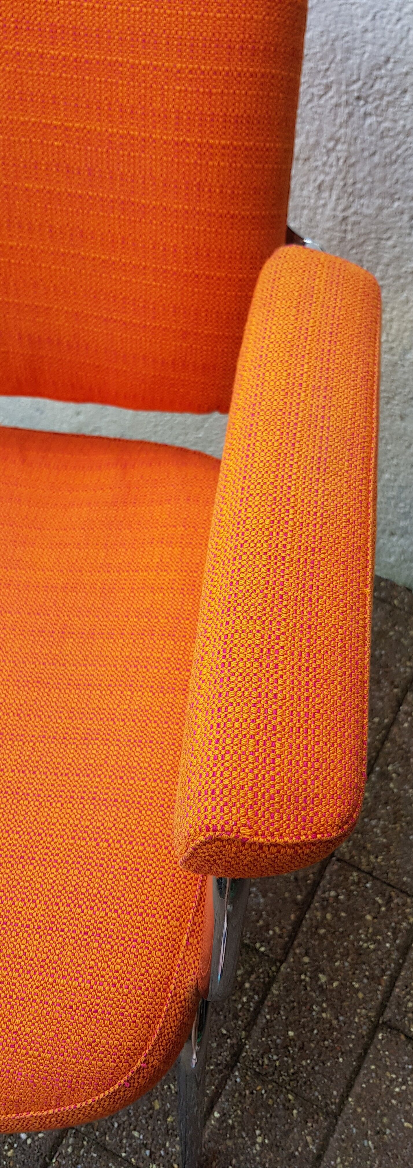 Orange fabrics and chrome armchair 70