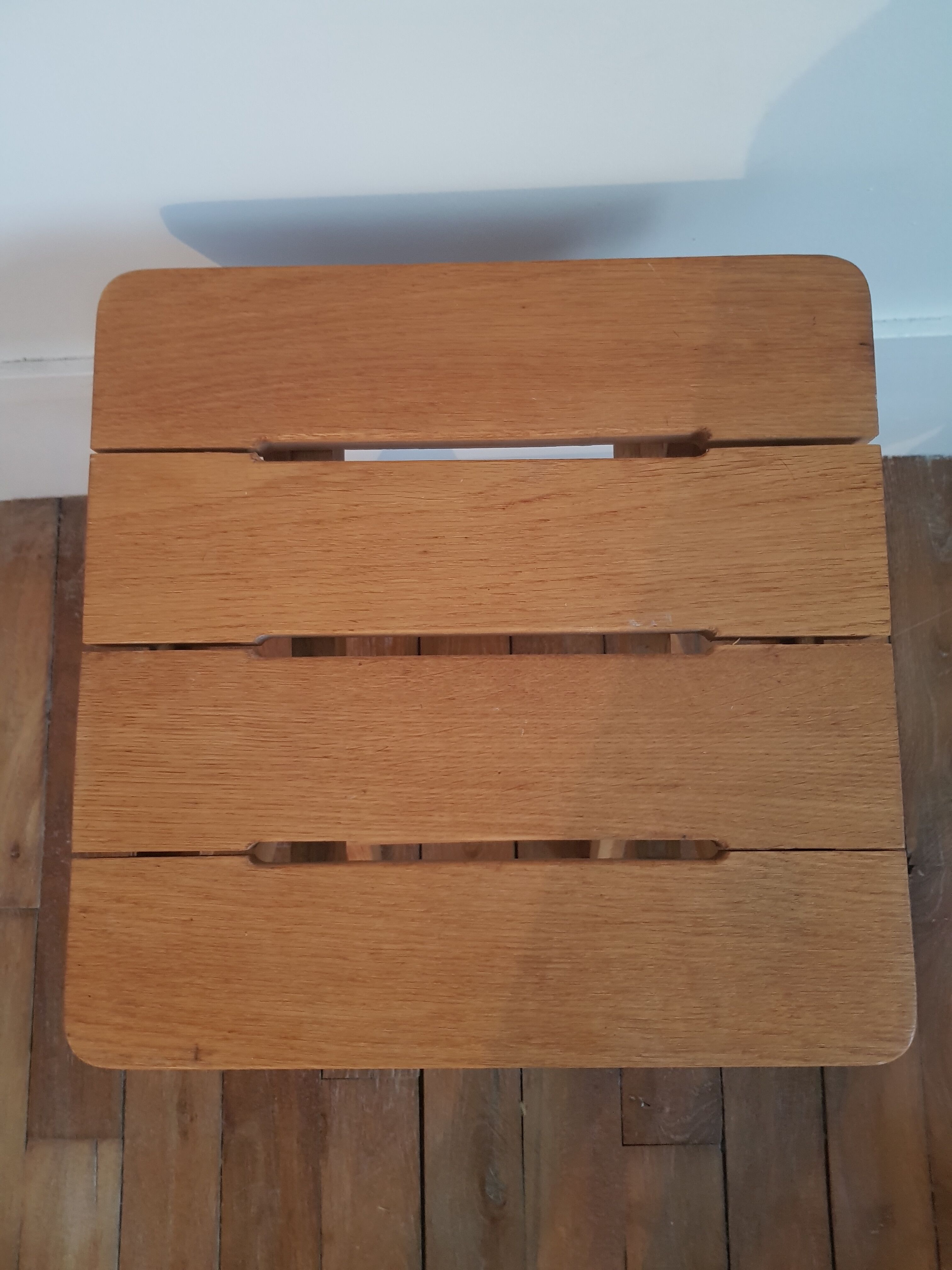 Folding stool made of solid wood